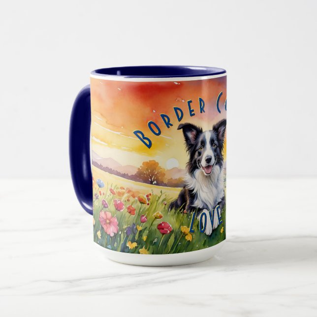 Caneca Collie Mug de Borda Personalizada, Personalize Seu (Frente Esquerda)