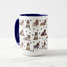 Caneca Collies Rústicos Patrióticos