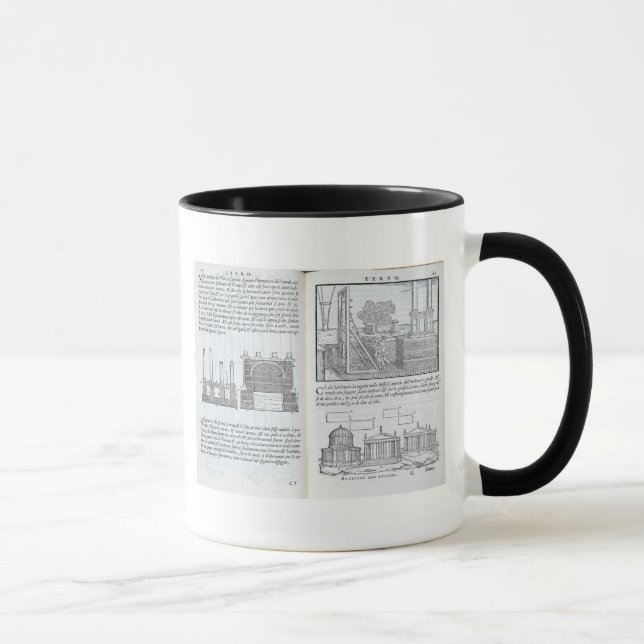Caneca Colocando fundações, de "Della Architettura", bar (Direita)