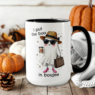 Caneca Coloquei o Boo em Boujee Ghost Coquette Halloween