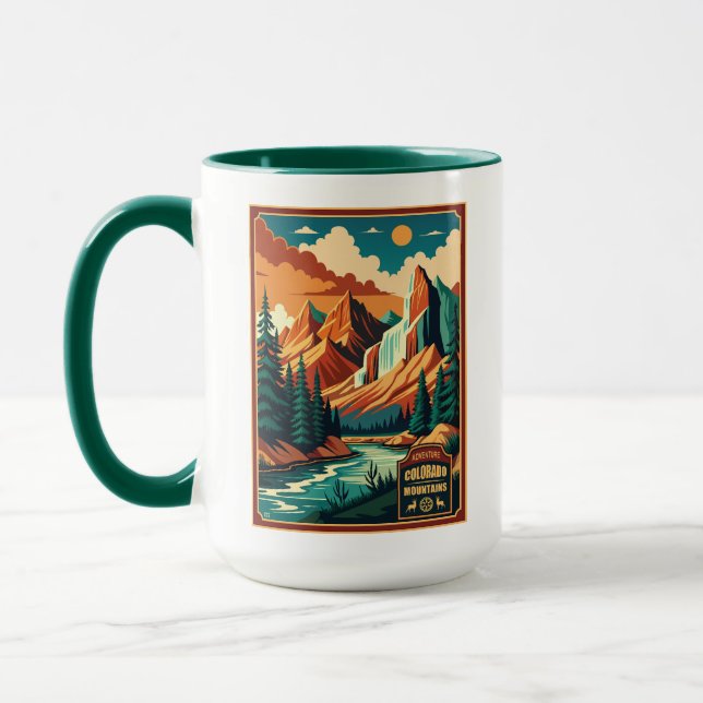 Caneca Colores Retro das Montanhas do Colorado (Esquerda)