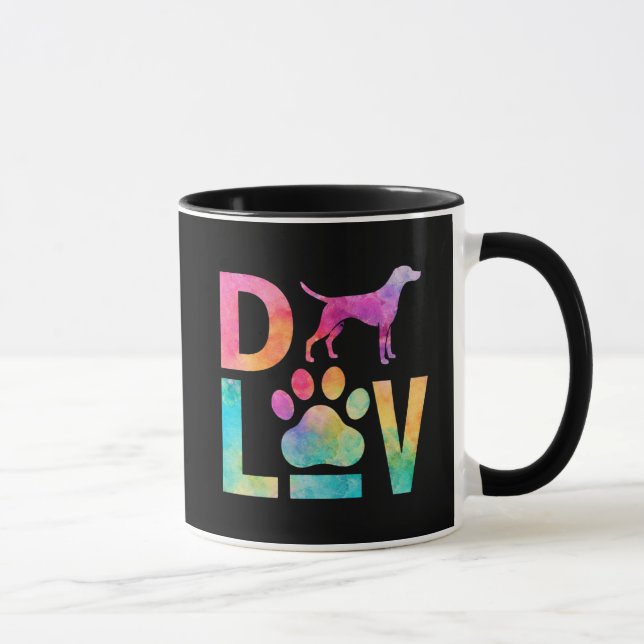 Caneca Colorful Dog Love Paw Watercolor Art (Direita)
