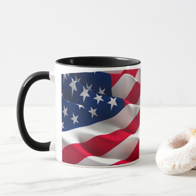 Caneca Colorful energy wave american flag  (Com Donut)