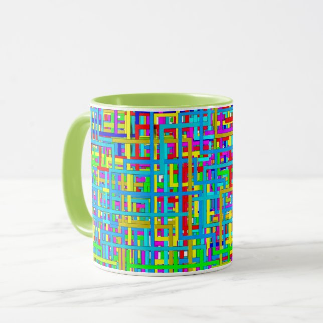 Caneca Colorful Grid Coffee (Frente Esquerda)