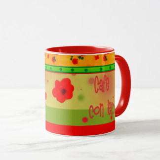 Caneca Colorful Mexican Theme Green Red Orange Mug