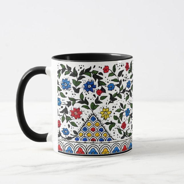 Caneca Colorful Ottoman Floral Pattern Wrap-Around Coffee (Esquerda)