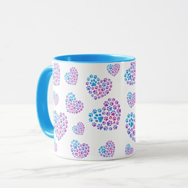 Caneca Colorful Paws in Hearts Mug (Frente Esquerda)