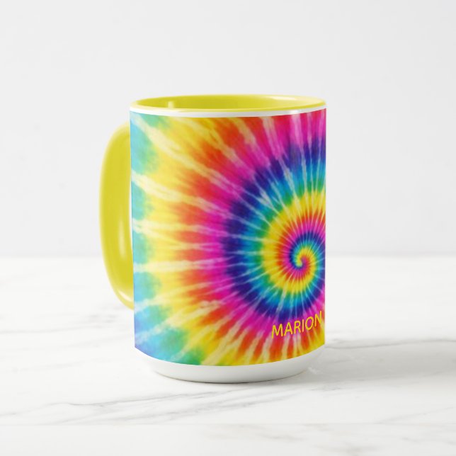 Caneca Colorful Tye-Dye Custom Name Gift (Frente Esquerda)