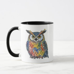 Caneca Colorida Aquarela de Coruja