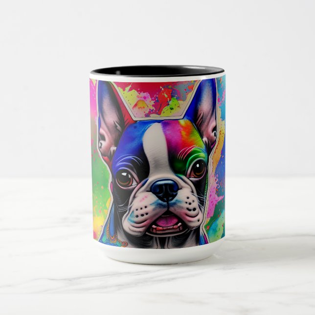 Caneca Colorida Boston Terrier Paint Splashes (Centro)