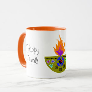 Caneca Colorida Diwali Lamp Diya