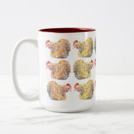 Caneca colorida do Dois-Tom das galinhas do