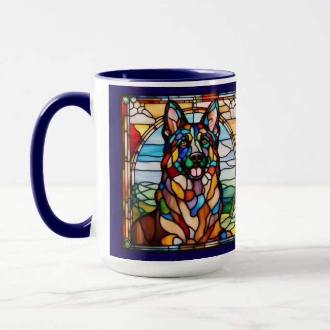 Caneca Colorida do Pastor Alemão Fofa (Esquerda)