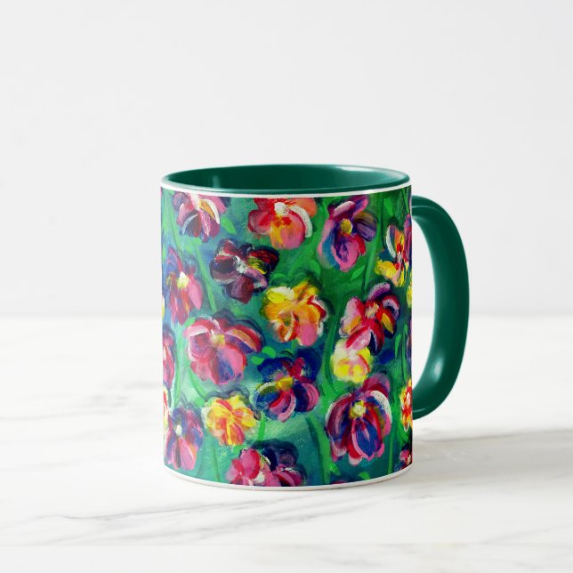 Caneca Colorida Feliz Pequenas Flores Original (Frente Esquerda)