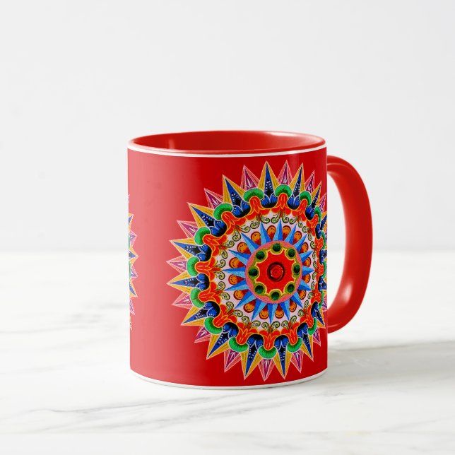 Caneca Colorida Folcllore Design Mug (Frente Esquerda)