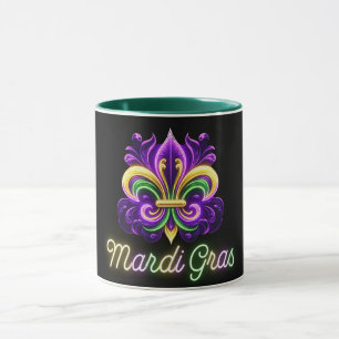 Caneca Colorida Neon Mardi Gras Fleur de lis