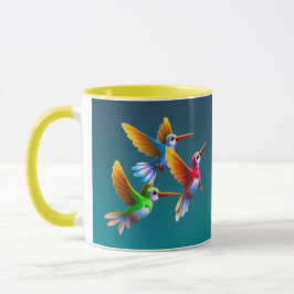 Caneca Colorido, aves-humanos no voo