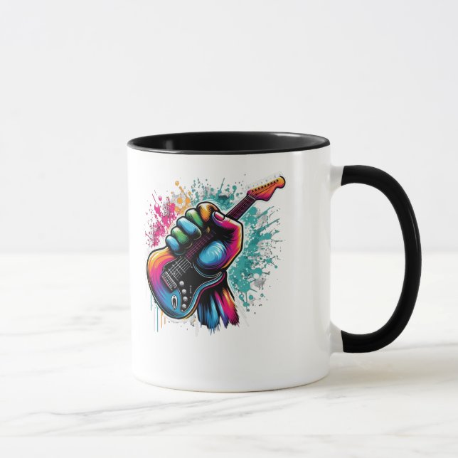 Caneca Colorido Burst Guitar - Atento ao Rock & Roll (Direita)