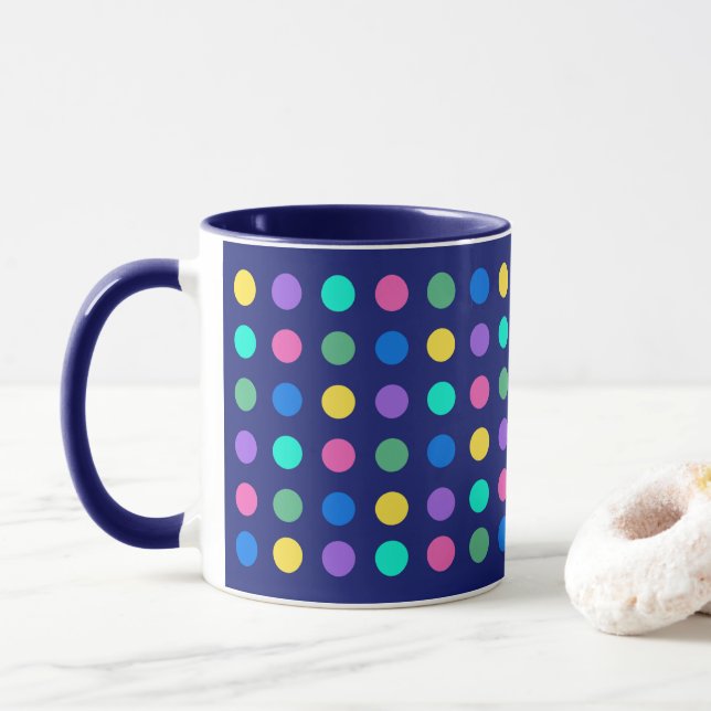 Caneca Colorido Design de Pontos Geométricos para Bebidas (Com Donut)