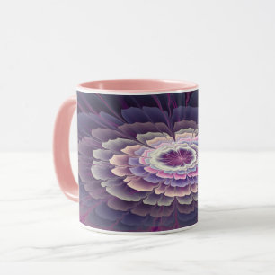 Caneca Colorido Floral Abstrato Arte Fractal Rosa Marcant