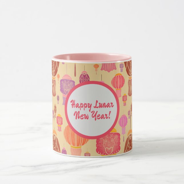 Caneca Colorido Lanternas Chinesas no Ano Novo (Centro)