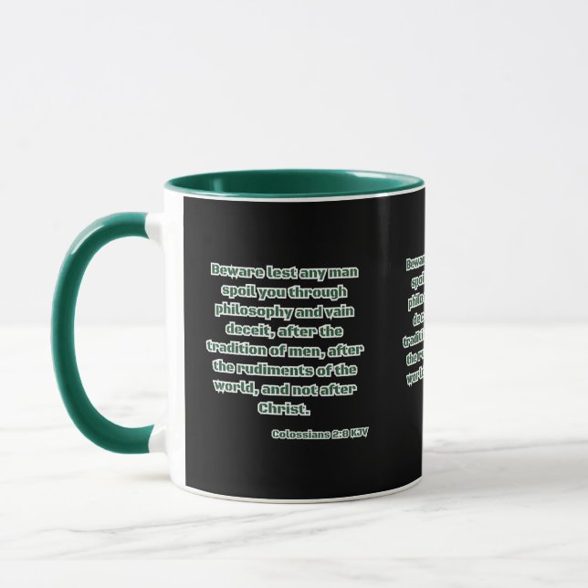 Caneca Colossianos 2:8 Bíblia KJV Verso Dois Toneladas (Esquerda)