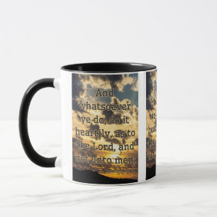 Caneca Colossianos 3:23 KJV Bíblia Verso Pic Dois Tons
