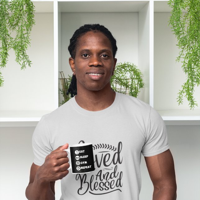 Caneca Coluna de Ícones de Repetição do Gym Comendo Preto (Criador carregado)