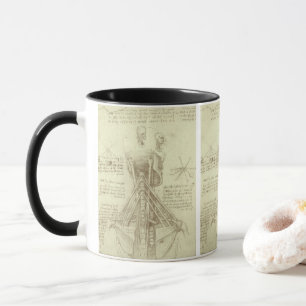 Caneca Coluna Espinhal da Anatomia Humana de Leonardo da 