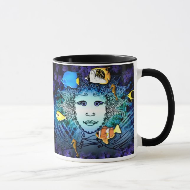 Caneca com a decoração da arte gráfica da fada e (Direita)