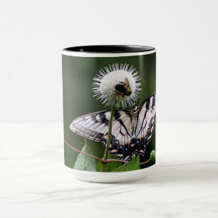 Caneca com Borboleta & Mosca em Flor Silvestre