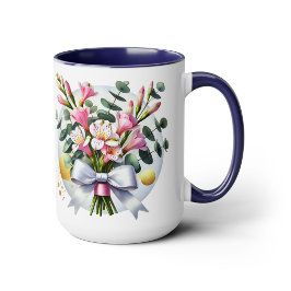 Caneca com Buquê Floral Rosa Elegante