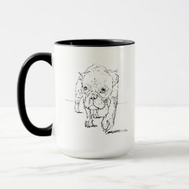 Caneca com cachorro francês fofo, Ilustração de ca