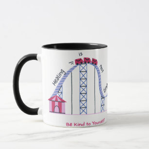 Caneca com Citação 'Cura Não é Linear' Fofa e Conf