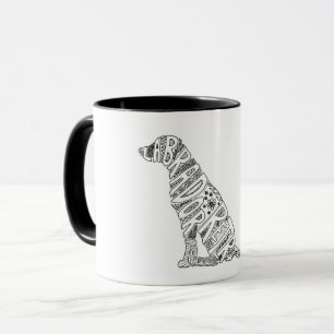 Caneca com Desenho Doodle de Labrador Retriever