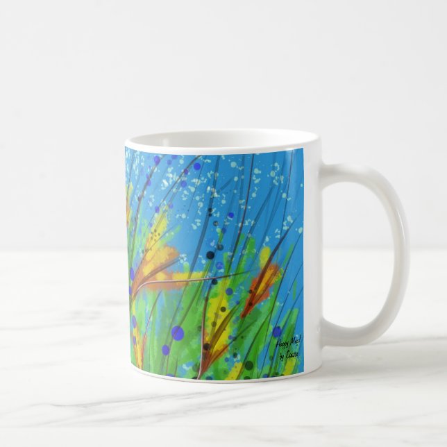 Caneca com design abstrato com flores surreais! (Direita)