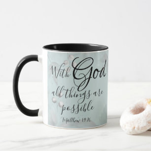 Caneca Com Deus Todas As Coisas São Possíveis Verdes Azui
