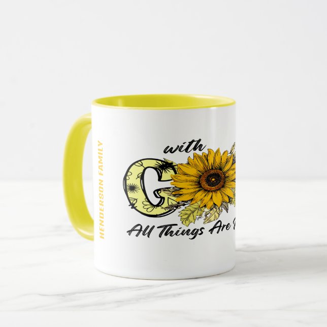 CANECA COM DEUS, TUDO É POSSÍVEL FLORES (Frente Esquerda)