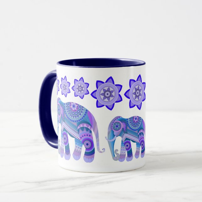 CANECA COM ELEFANTES E FLORES LEGAIS (Frente Esquerda)