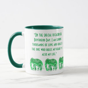 CANECA COM ELEFANTES VERDES LEGAIS para namorado