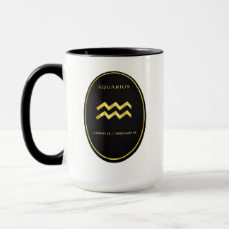 Caneca com Emblema Oval de Ouro do Zodíaco de Aquá