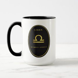 Caneca com Emblema Oval de Ouro do Zodíaco de Libr