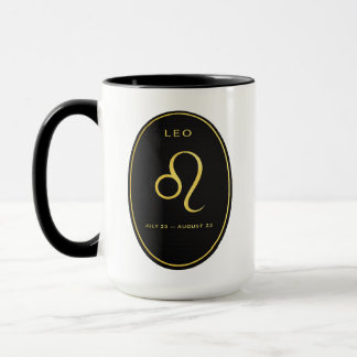 Caneca com emblema oval dourado de Leão zodíaco | 