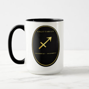 Caneca com Emblema Oval Dourado do Zodíaco de Sagi
