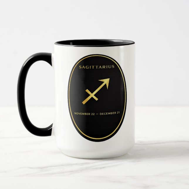Caneca com Emblema Oval Dourado do Zodíaco de Sagi (Esquerda)