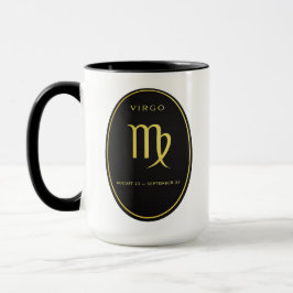 Caneca com Emblema Oval Dourado do Zodíaco de Virg