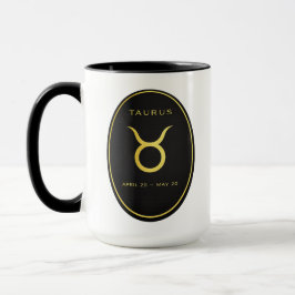 Caneca com Emblema Oval Dourado do Zodíaco Touro |