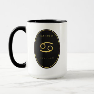 Caneca com Emblema Oval em Ouro do Zodíaco Câncer 
