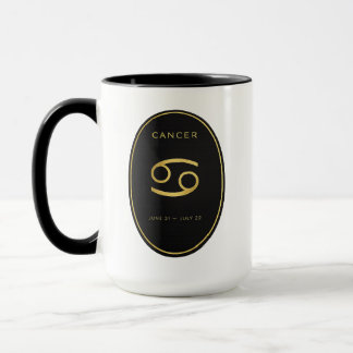Caneca com Emblema Oval em Ouro do Zodíaco Câncer 