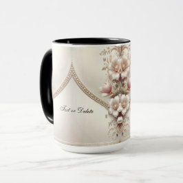 Caneca com Enfeites Florais e Pérolas